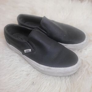 Vans Classic Slip On Black Perforated Skate Shoe Low Top Sneakers WomenSize 7.5